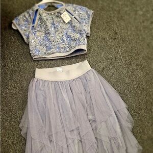 Silver Layered Tulle Skirt 2 piece costume